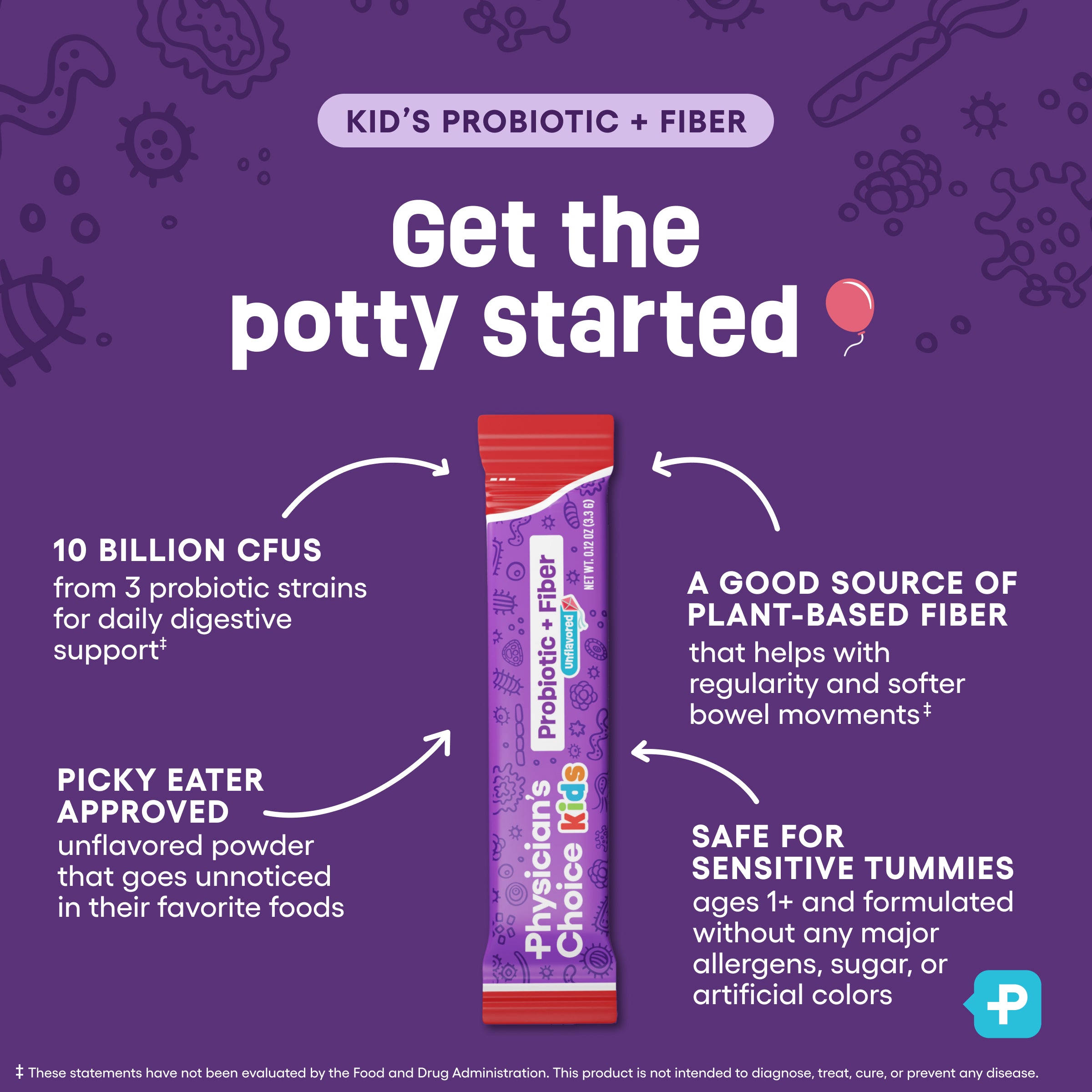 Kids Probiotic + Prebiotic Fiber Packets  - Unflavored
